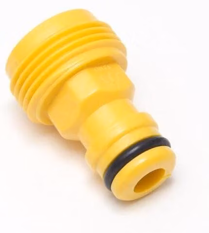 Adattatore universale per tubi da giardino - Irrigazione da giardino - Maschio universale - Per tubi da 1/2 pollice - Giallo