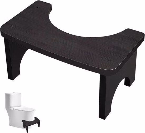 Tavolino da bagno in legno - Ergonomico e antiscivolo - Nero - 37 x 20 x 17 cm