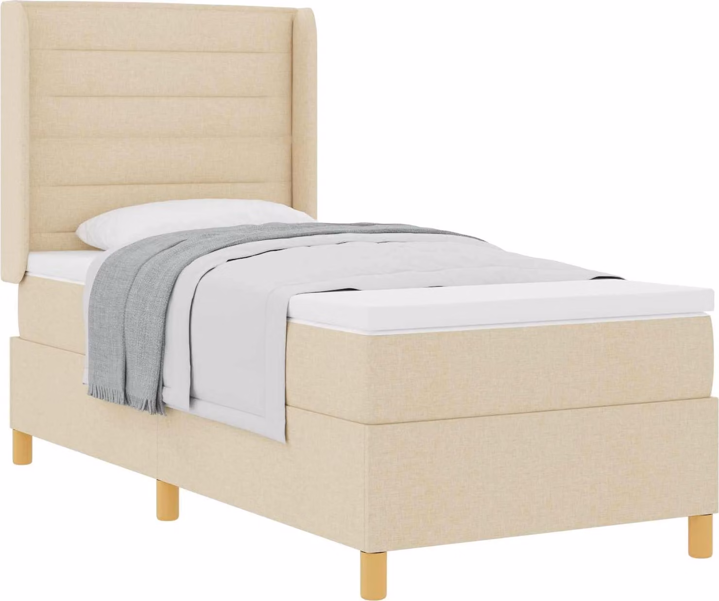 Letto a molle con materasso Crema 80 x 200 cm Tessuto
