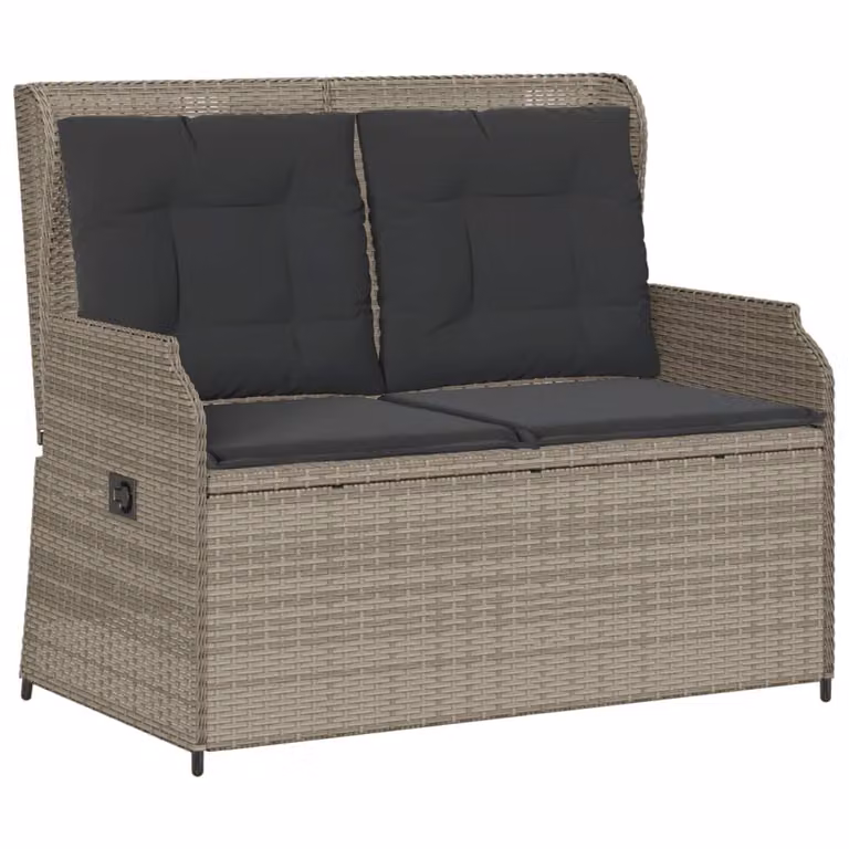 Panca Reclinabile Giardino con Cuscini Grigio Chiaro Polyrattan