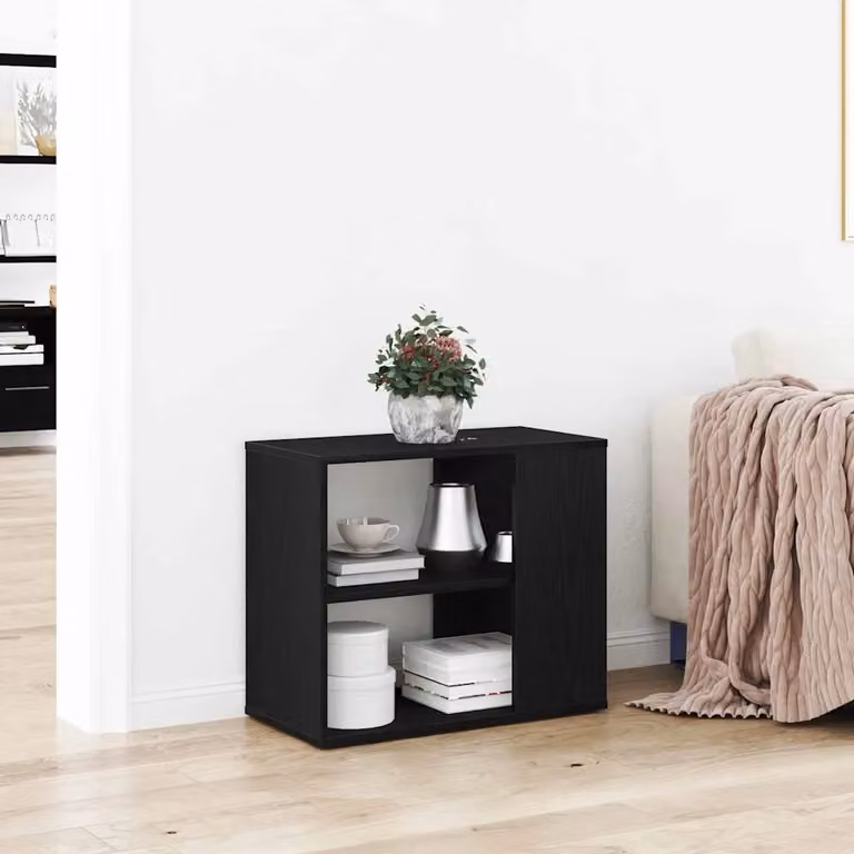 Credenza moderna vidaXL in legno MDF nero L: 60 cm, P: 30 cm, H: 50 cm