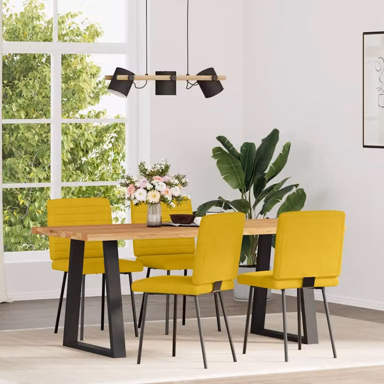 vidaXL Sedie da Pranzo 4 pz Gialle in Velluto