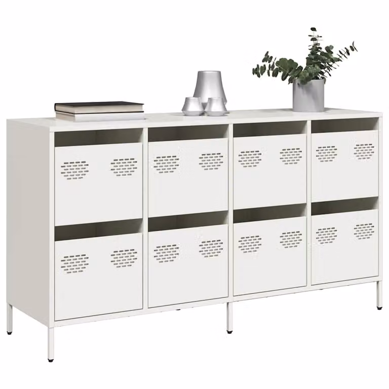 Credenza bianca vidaXL in metallo e MDF, L 135 cm x P 39 cm x H 73,5 cm