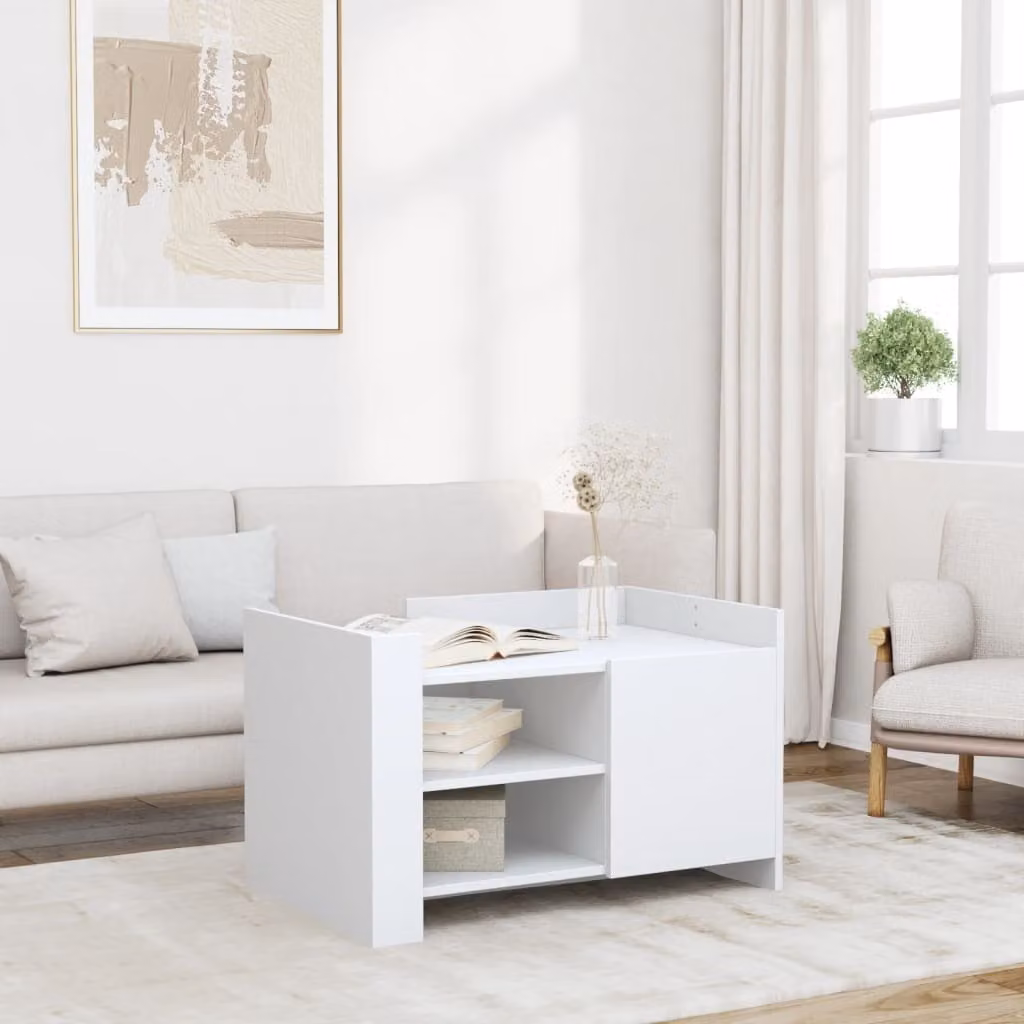Maison Exclusive - Tavolino bianco 80x50x50 cm Materiale ligneo