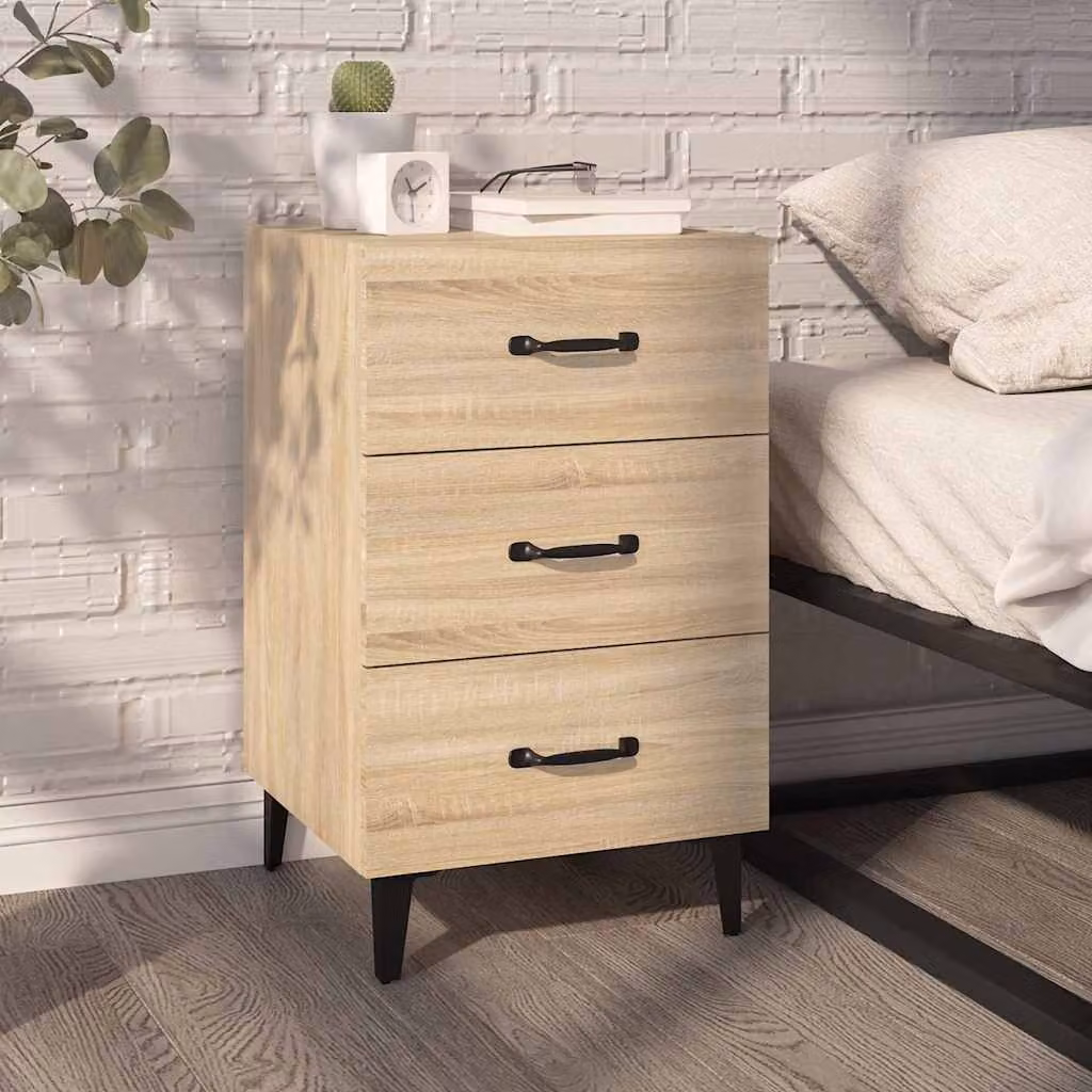 Comodino moderno vidaXL in legno Rovere Sonoma, sospeso a parete, marrone e beige, L 40 cm x P 40 cm x H 66 cm