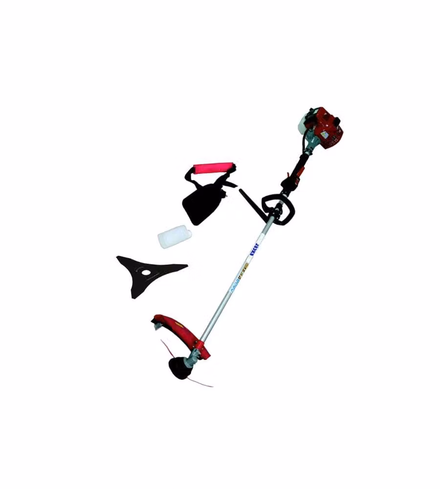 Decespugliatore a scoppio 2 tempi Excel DP33 da 32,6 cc e 1,05 kW con testina a doppio filo e disco a 3 dentelli colore nero e rosso