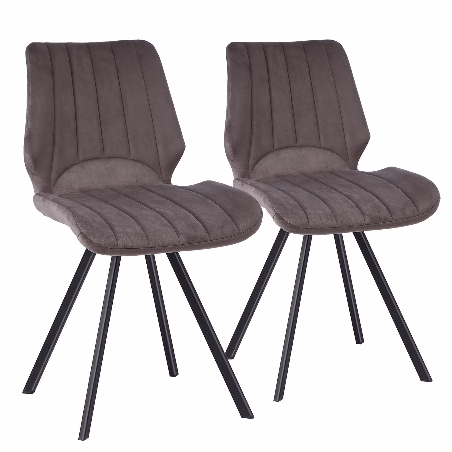 Sedie da pranzo Sedia da cucina Sedia imbottita Sedia di design con schienale, con seduta in velluto, struttura in metallo , Colore:Grigio scuro;Quantità:2 pezzi.