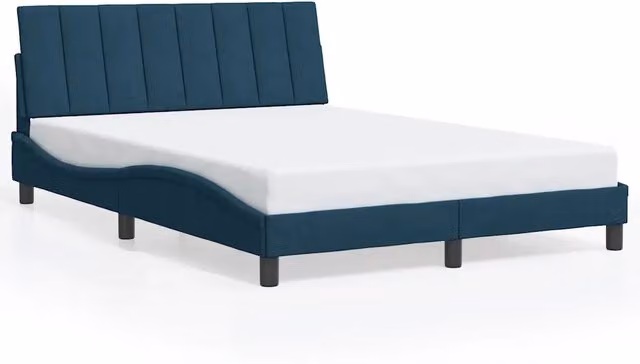 Letto matrimoniale | Letto per adulti | Giroletto senza Materasso Hanko Blu 140x200 cm in Velluto