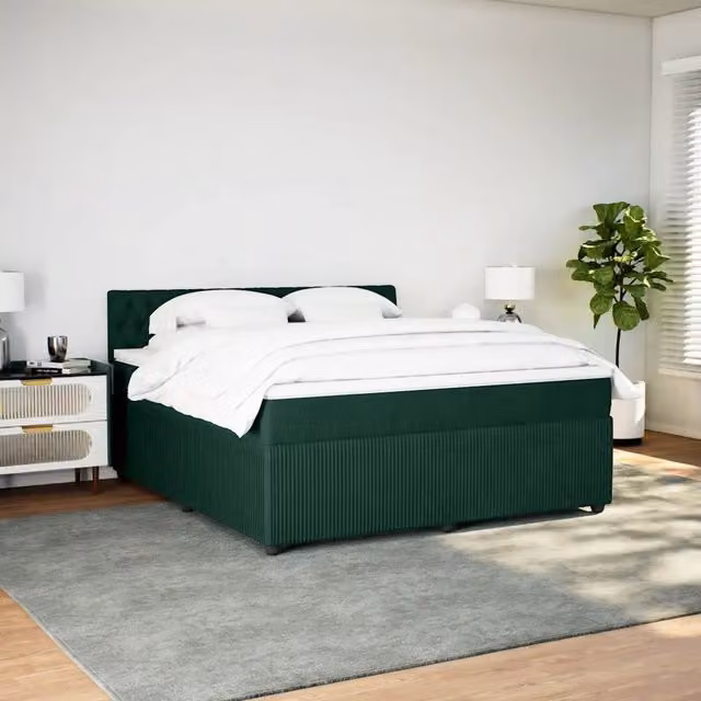 Letto Ibrido vidaXL con Materasso a Molle Insacchettate e Rivestimento in Velluto Verde, L/P: 180 x 200 cm