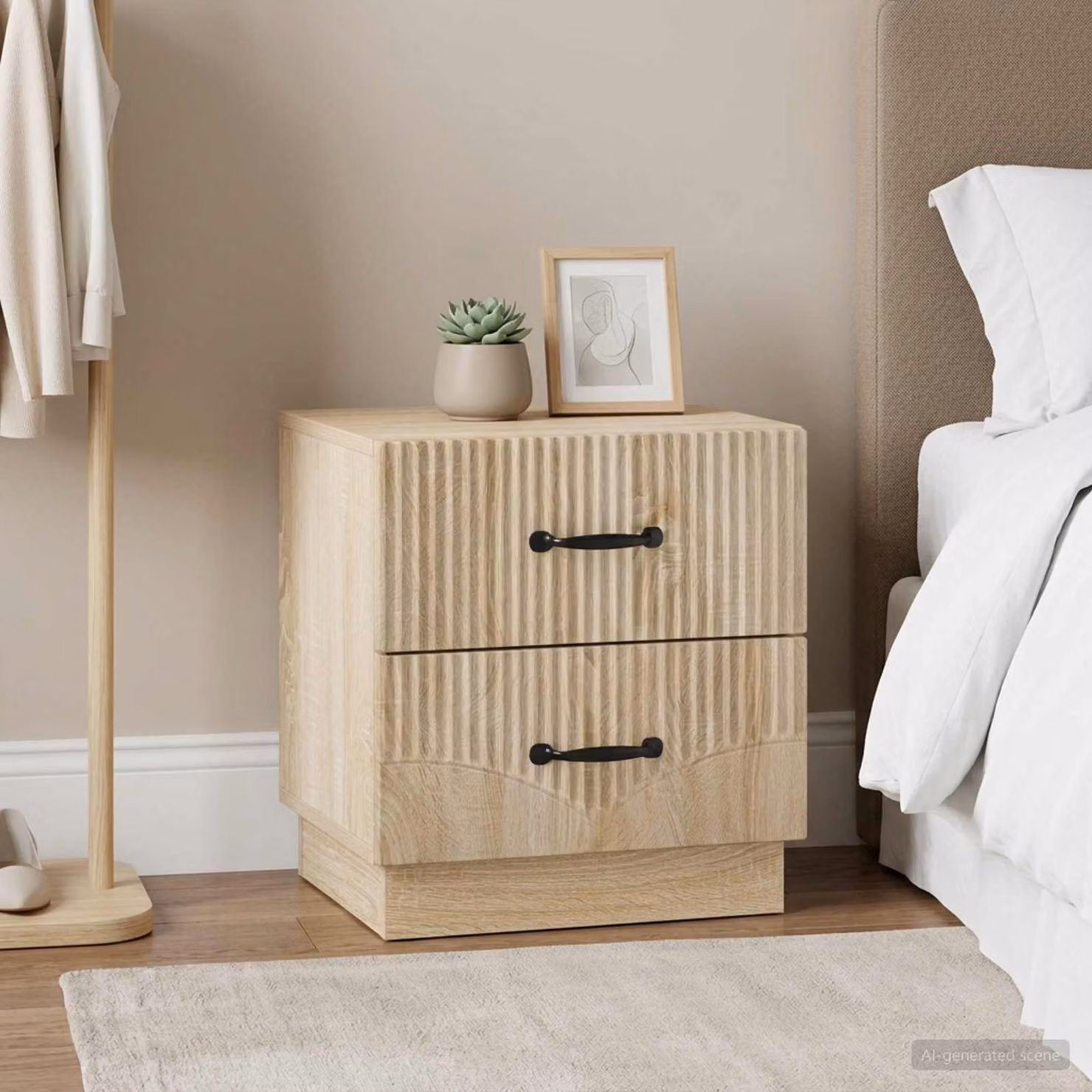 Set di 2 Armadi da Notte vidaXL in Rovere Sonoma, L: 43 cm, P: 34,5 cm, H: 44,5 cm