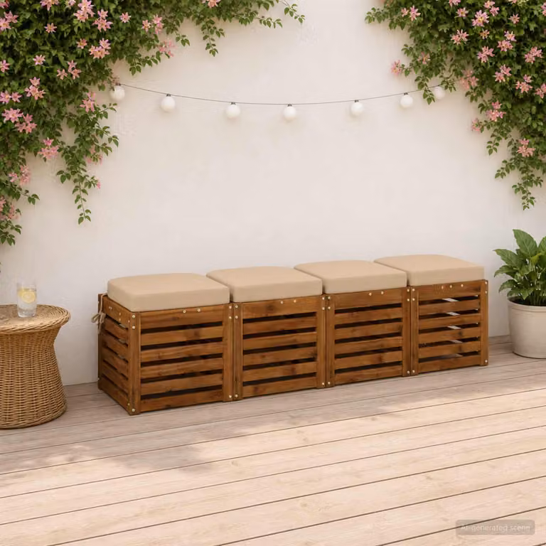Set di 4 cuscini per sedile vidaXL SOEST in poliestere, colore beige