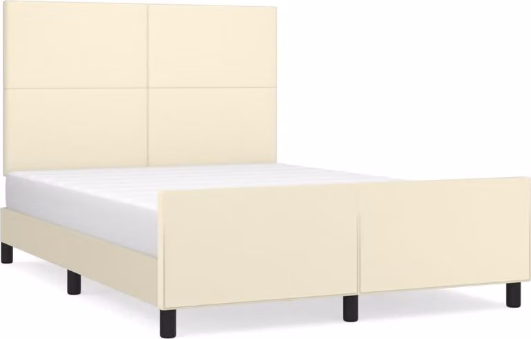Giroletto con Testiera Crema 140x190 cm in Pelle finta
