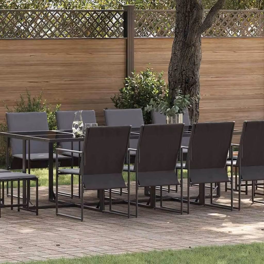 Maison Exclusive - Set da Pranzo per Giardino 13 pcs Nero Acciaio