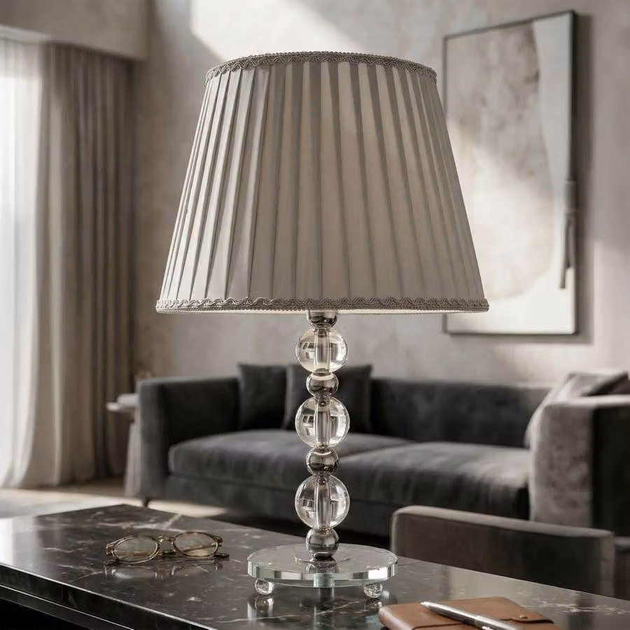 Lampada da tavolo Tolly, modello Lampe de table, di Mauro Ferretti, attacco E27, dimensioni 30x48 cm, colore argento