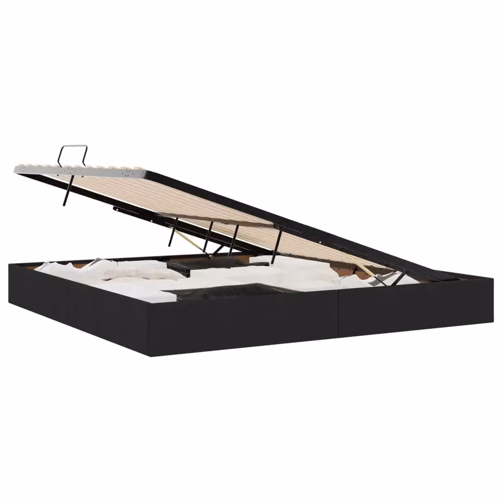 Letto ottomano moderno vidaXL con contenitore a sollevamento in tessuto nero L 200 cm x P 200 cm x H 280 cm – 2