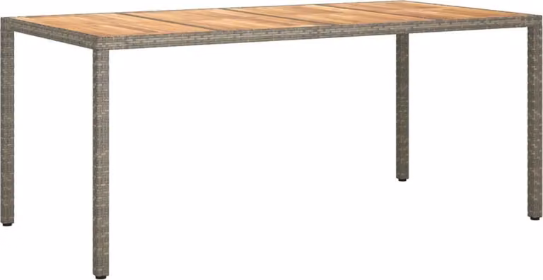 Tavolo Giardino 190x90x75 cm Polyrattan Legno di Acacia Grigio