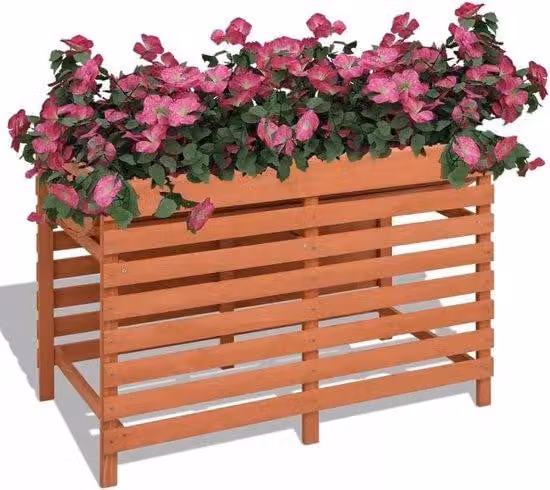 Tavolo da coltivazione in legno ergonomico - 100 x 50 x 71 cm - Legno massello - Marrone - Adatto per giardino, balcone e terrazza