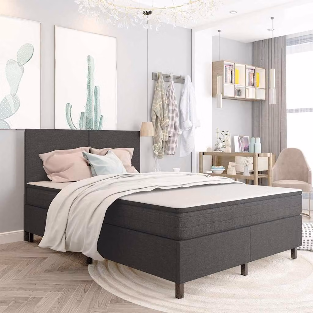 Letto a molle vidaXL in tessuto grigio L: 180 cm, P: 200 cm