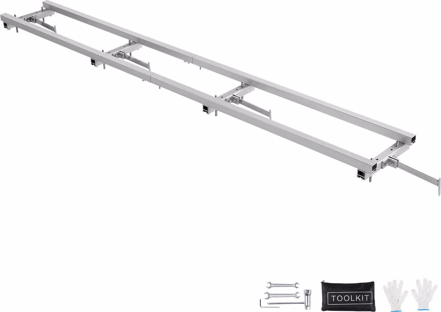SucceBuy Sistema di guide per frese a 9 piedi, guida per frese in alluminio regolabile con 4 set di barre trasversali per frese per motosega, ideale per costruttori e falegnami