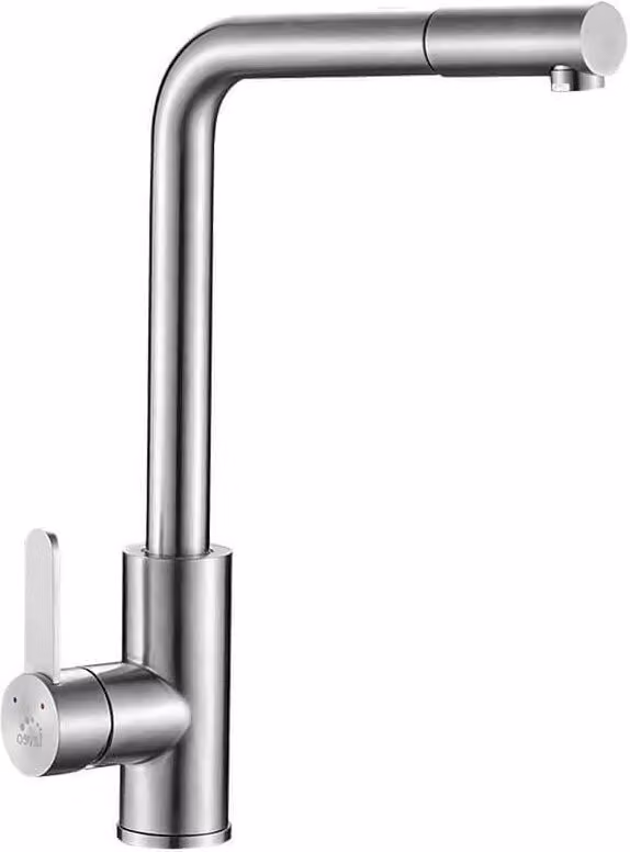 Laveo Bona Rubinetto verticale per lavello con bocca estraibile L Inox, acciaio inox 304, 35 mm, portata 218 mm, monocomando