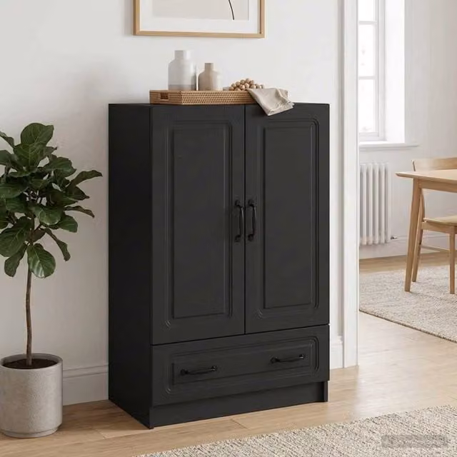 Credenza moderna vidaXL in legno MDF nero L: 66 cm, P: 34,5 cm, H: 92 cm