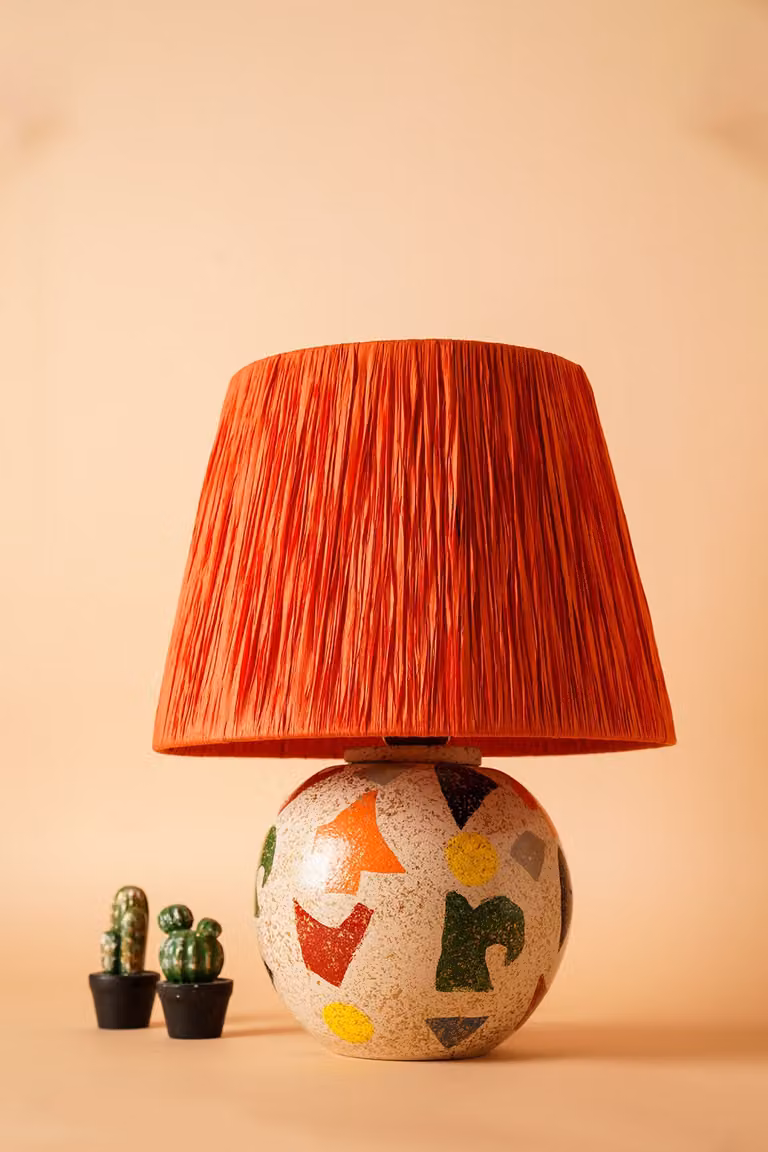 Opviq, lampada da tavolo di alta qualità, corpo in Vetroceramica, arancione, 33 x 43 cm | Attacco E27, max. 40 W | Design moderno e astratto per abitazioni e uffici eleganti.