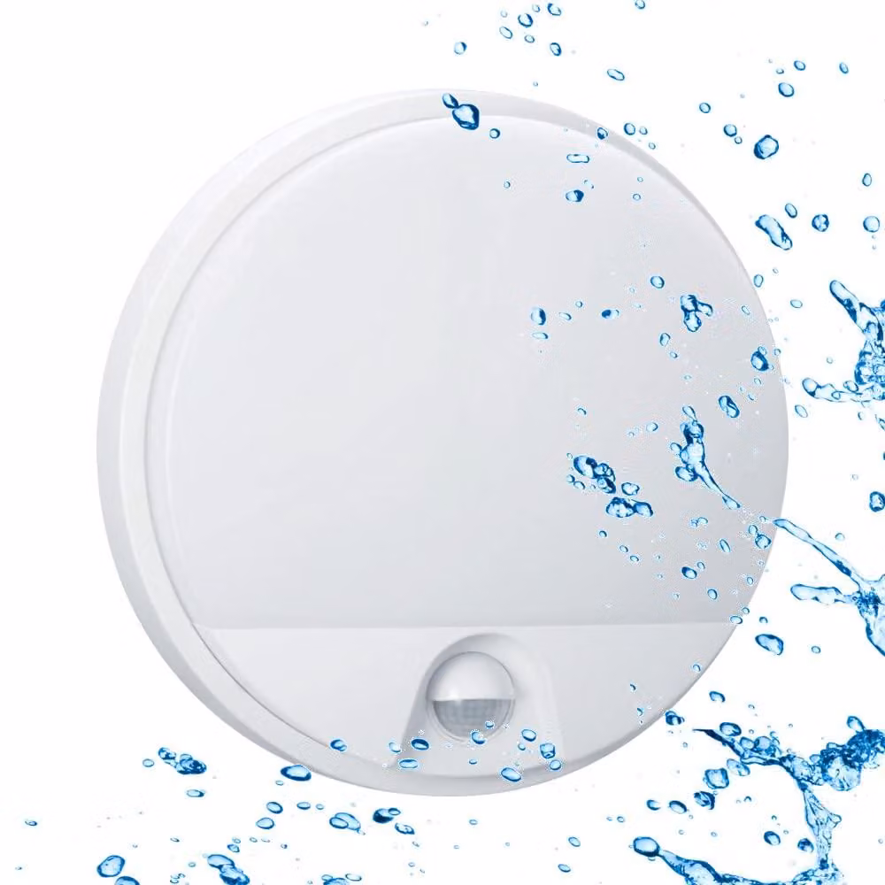 Lampada a LED da esterno, 10W, rotonda, grado di protezione IP54, sensore PIR, 950 lumen, 3000K