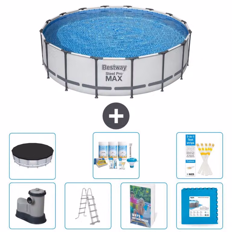 Piscina gonfiabile Bestway Steel Pro MAX, rotonda, 488x122 cm, composta da 6 parti, modello S536