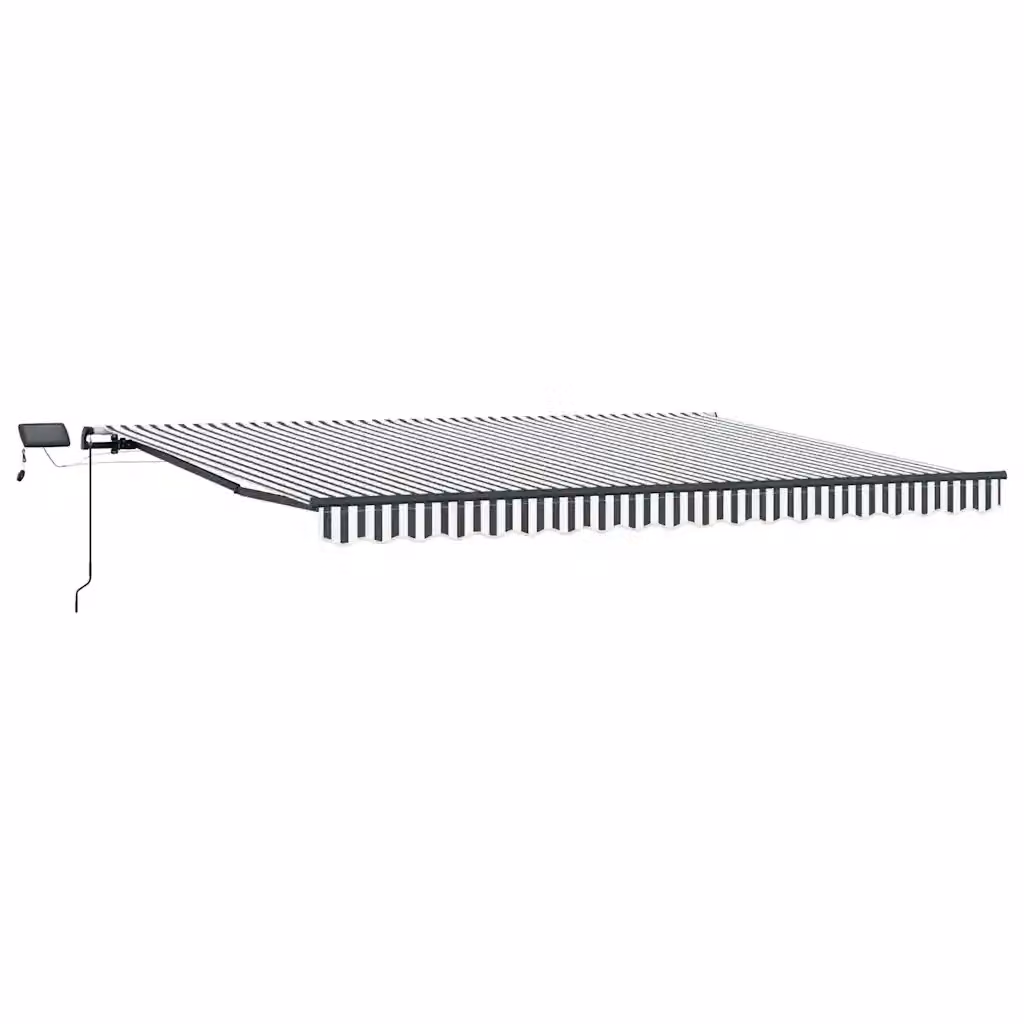 vidaXL Tenda Retrattile Manuale con LED in Alluminio e Poliestere, Colore Antracite e Bianco, L 400 cm x P 300 cm – 2