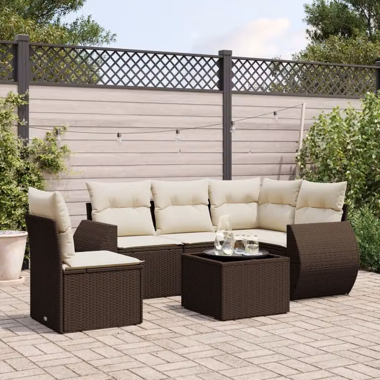 Maison Exclusive - Set Divano da Giardino 6 pz con Cuscini Marrone in Polyrattan