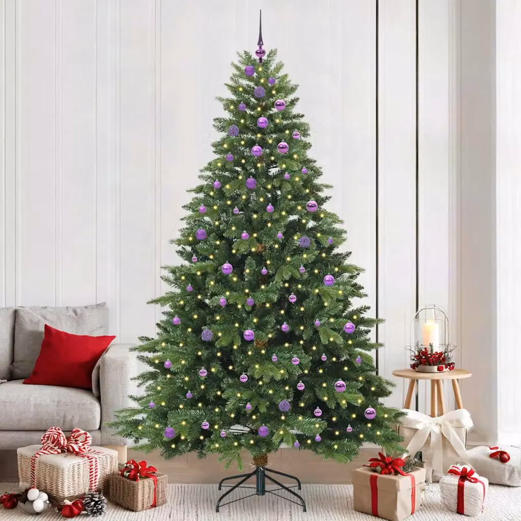 Albero di Natale artificiale moderno vidaXL verde con 300 LED luce bianca calda in PE e PVC