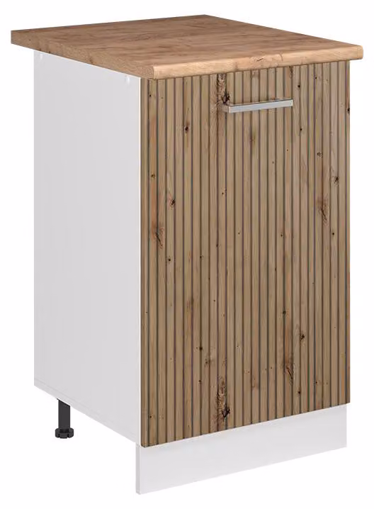 Mobiletto base cucina Vicco R-Line Rovere artigianale/Bianco 50 cm piano di lavoro Rovere dorato, Model 70069