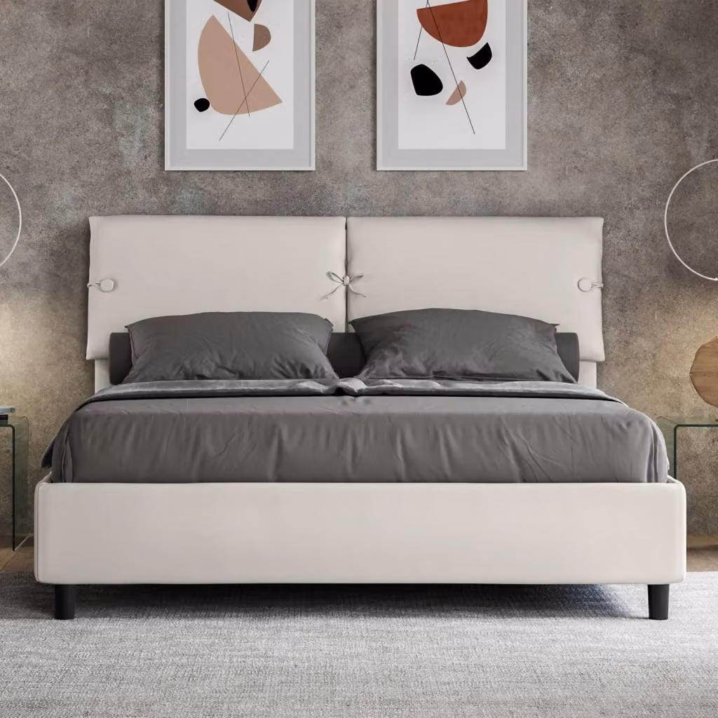 Letto Matrimoniale Sleeper GIORDANOSHOP Bianco con Contenitore e Rete a Alzata L/P/H: 160 x 200 x 110 cm – 2