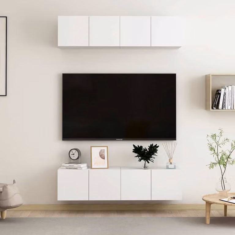 Set di 4 mobili porta TV moderni vidaXL in legno bianco opaco L/P/H: 60 x 30 x 30 cm