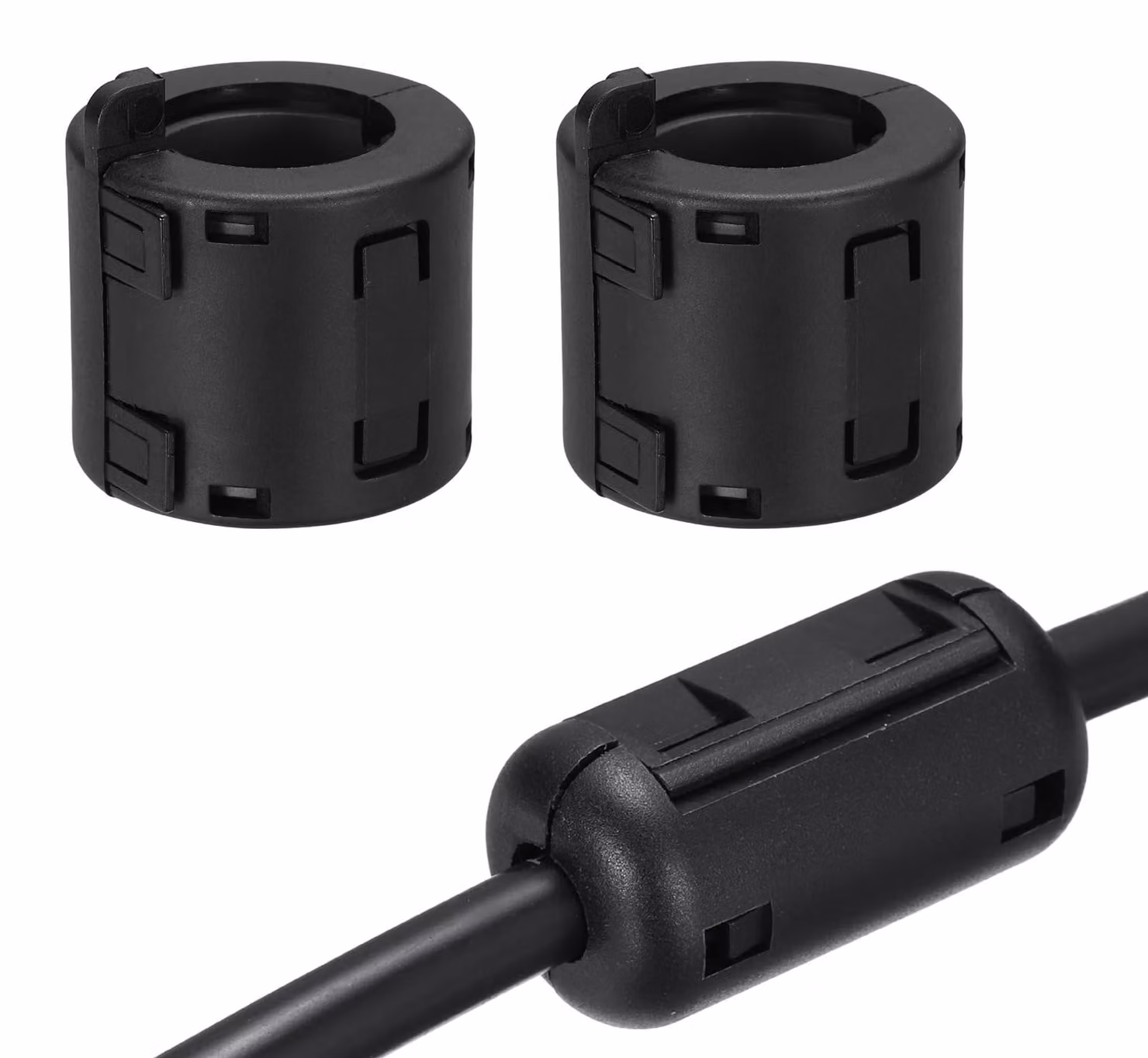 Anelli ferromagnetici a clip, 2 pezzi, diametro 25 mm, filtro EMI/RFI, colore nero