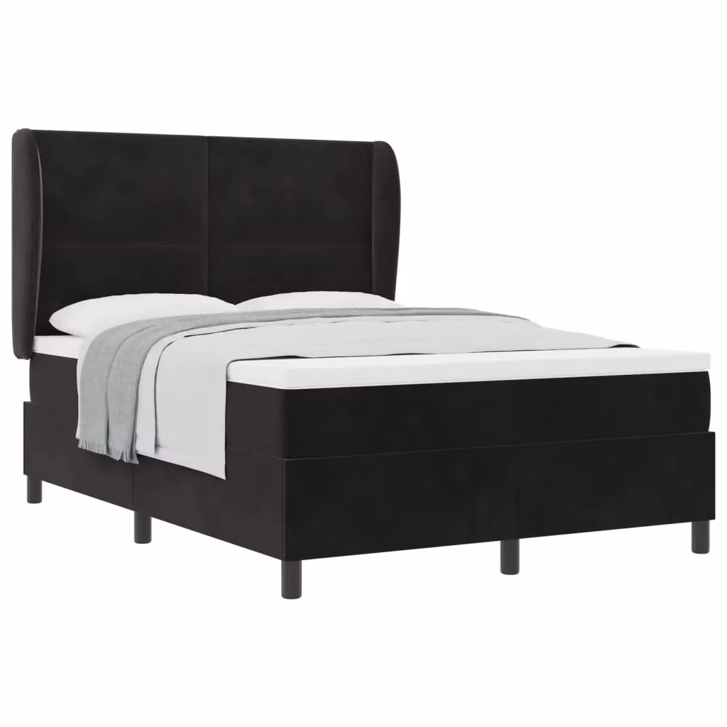 Letto ibrido con molle a tasche e testiera in velluto nero vidaXL L/P: 140 x 200 cm – 2
