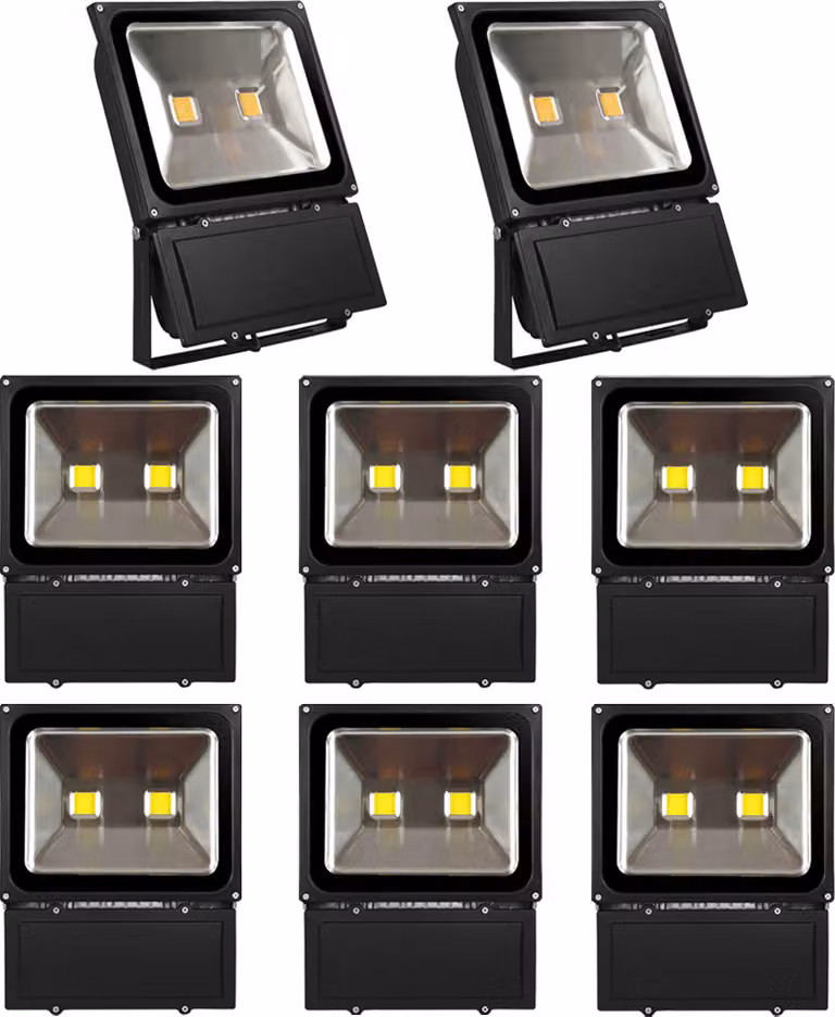 8 pezzi di proiettori LED da 100 W per esterni, Greenmigo, luce bianca calda, impermeabili IP65, illuminazione di sicurezza super luminosa per giardino, cortile, magazzino, piazza, Plaka