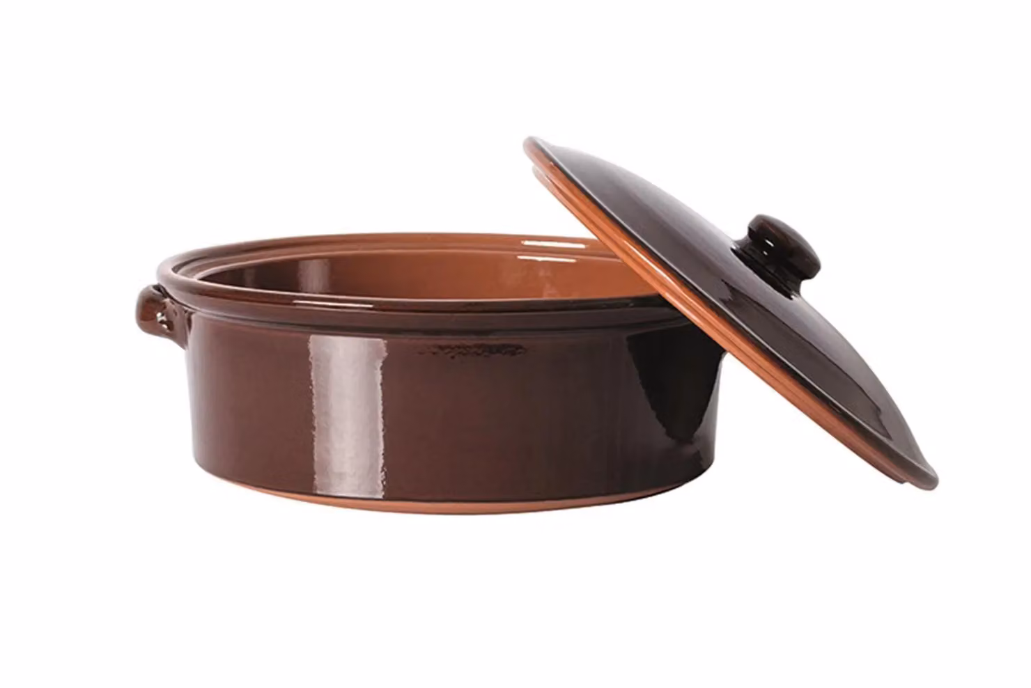 Casseruola con coperchio in terracotta, diam. 32cm