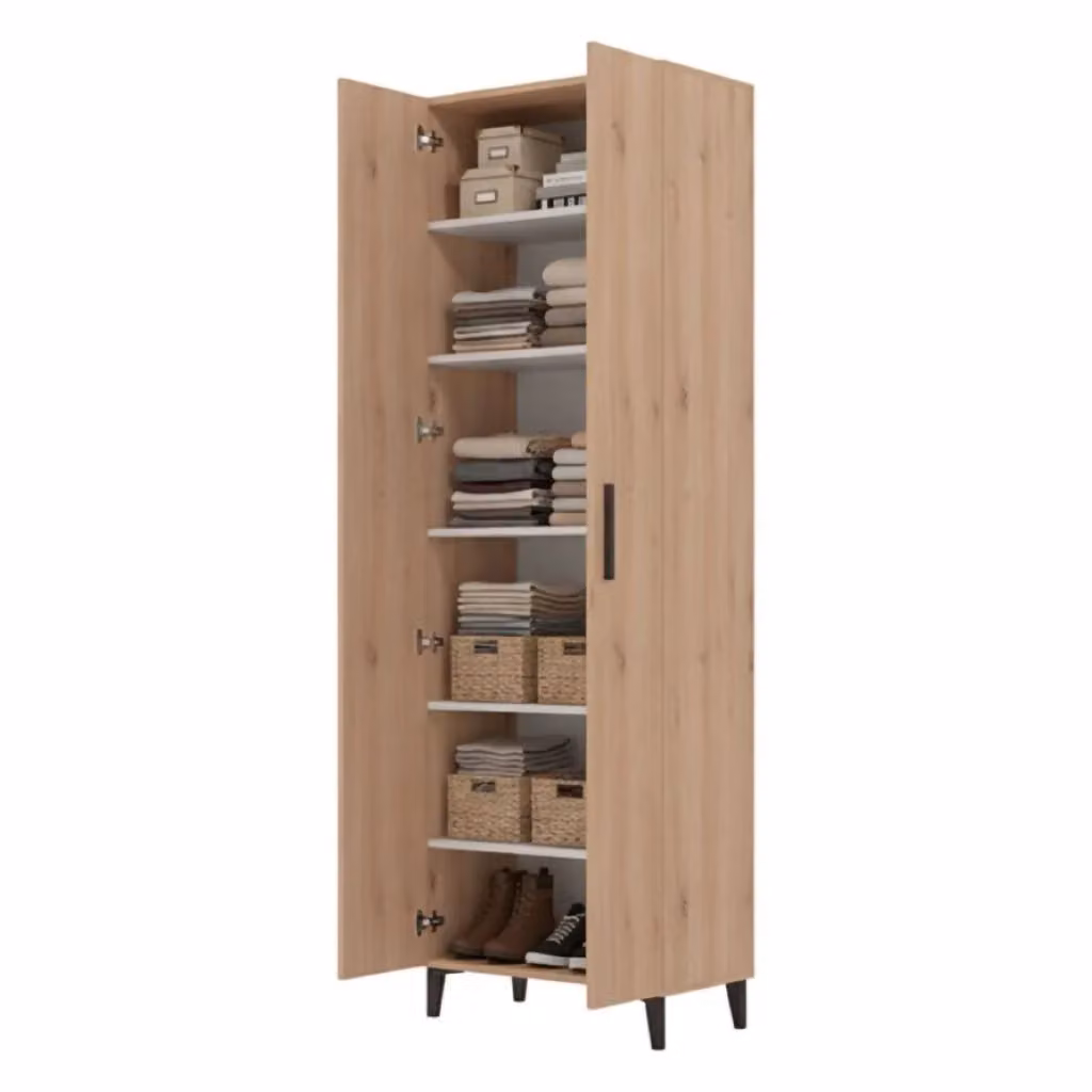 Scarpiera Moderna DMORA Ciminna con Ante a Battente in Rovere Marrone L: 67.5 cm, P: 35 cm, H: 195 cm – 2