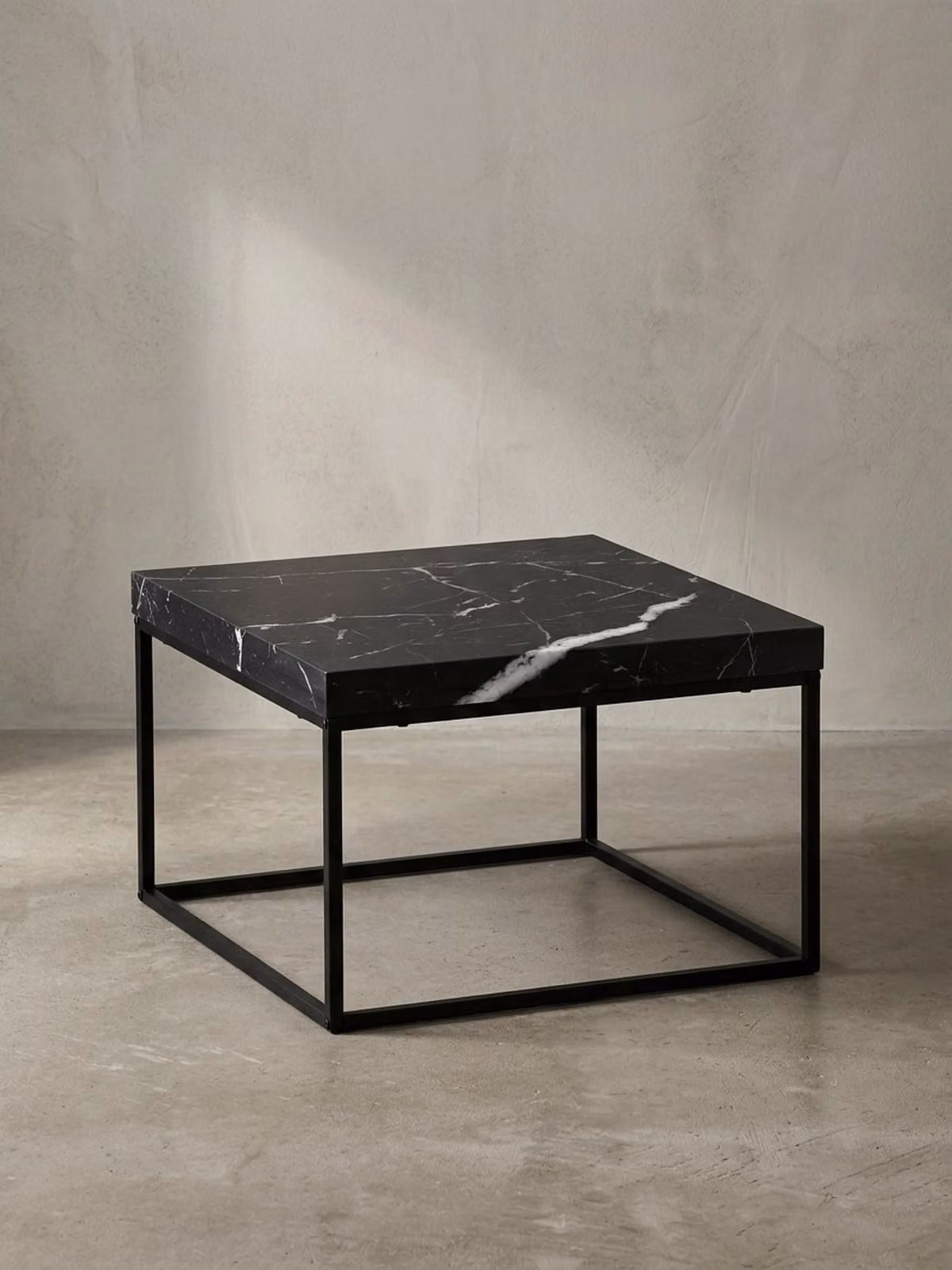 Tavolino da salotto 60x60x38 cm Nero Tavolino da divano effetto marmo Moderno, Tavolino da salotto di design Quadrato, Tavolino da salotto piccolo, Tavolino da caffè Gambe in metallo