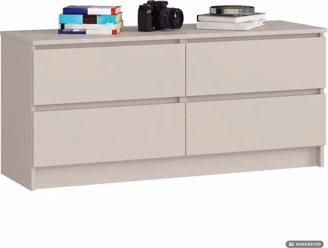 Comò K120 Akord Furniture Factory Beige con 4 cassetti L/P/H: 120 x 40 x 55 cm
