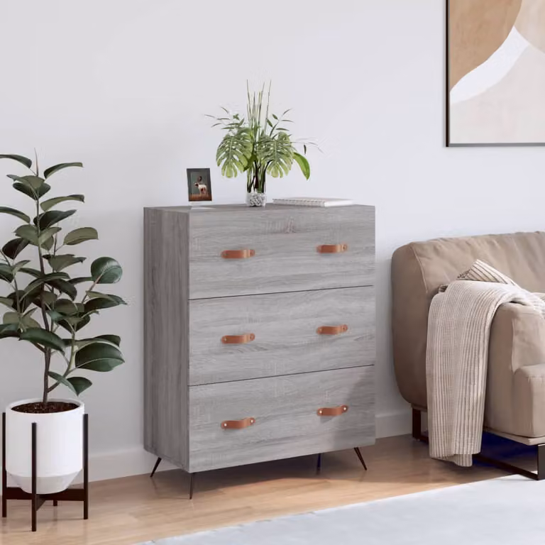 Cassettiera vidaXL in Legno Multistrato Grigio Sonoma, L: 69,5 cm, P: 34 cm, H: 90 cm