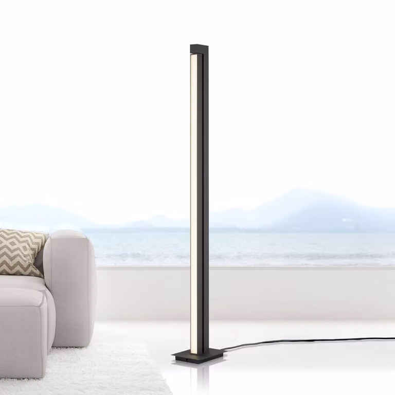 PURE Lampada da terra a LED Pure Lines Floor, dimmerabile, Alluminio / Grigio / Zincato, Soggiorno / Sala da pranzo, Metallo, Moderno, Lampada LED da terra