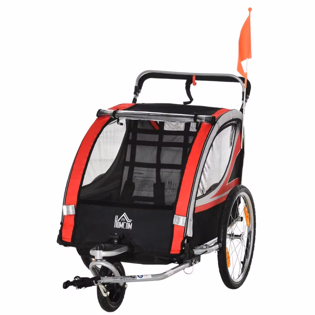 Carrello per Biciclette per Bambini 2 in 1 con Funzione Jogger zephmum Rosso e Nero L: 142 cm, P: 75 cm, H: 101 cm – 2