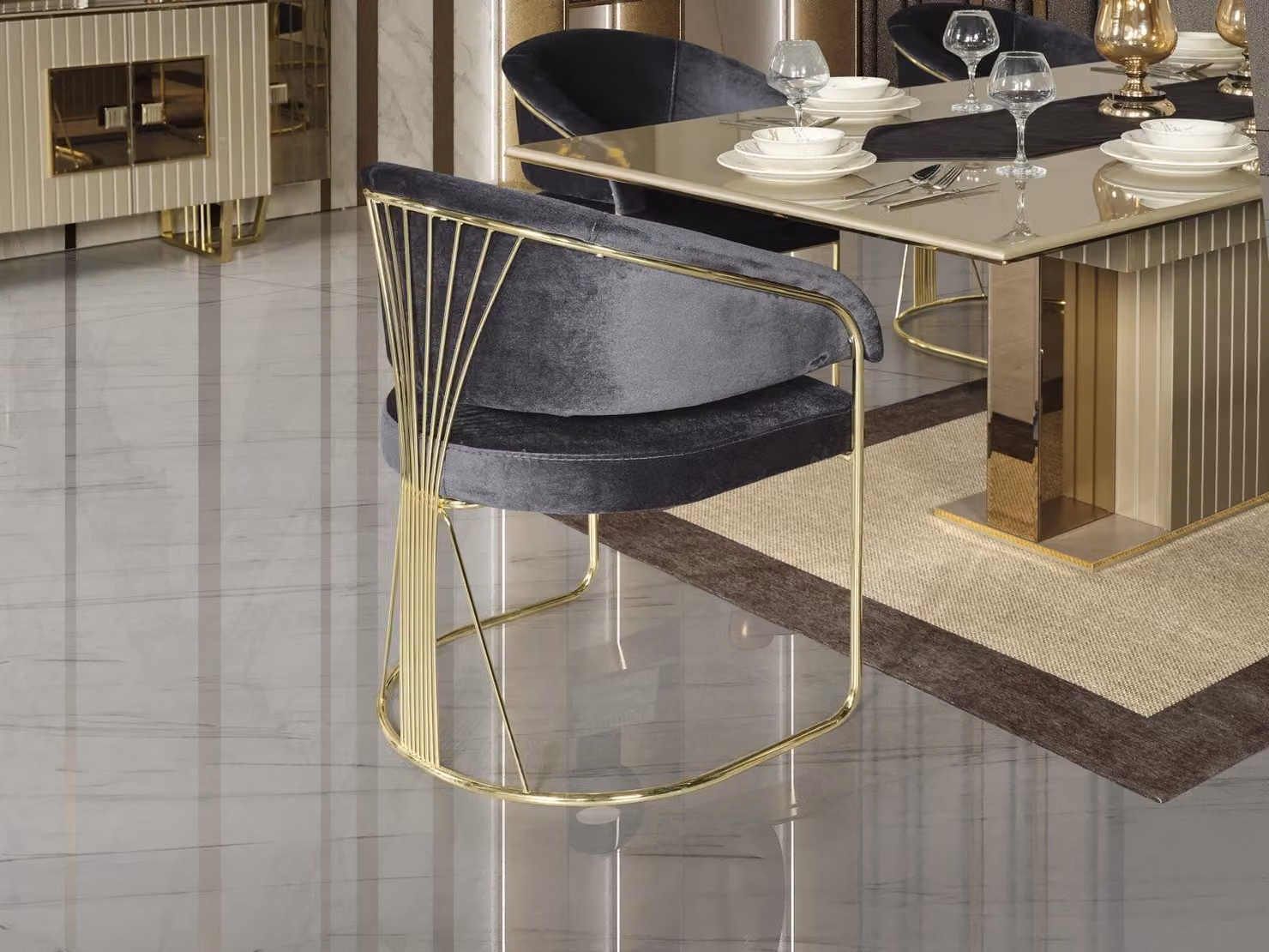 Stuhl schwarz Luxus Esszimmer schöne Möbel Design elegante Stühle moderne Holz