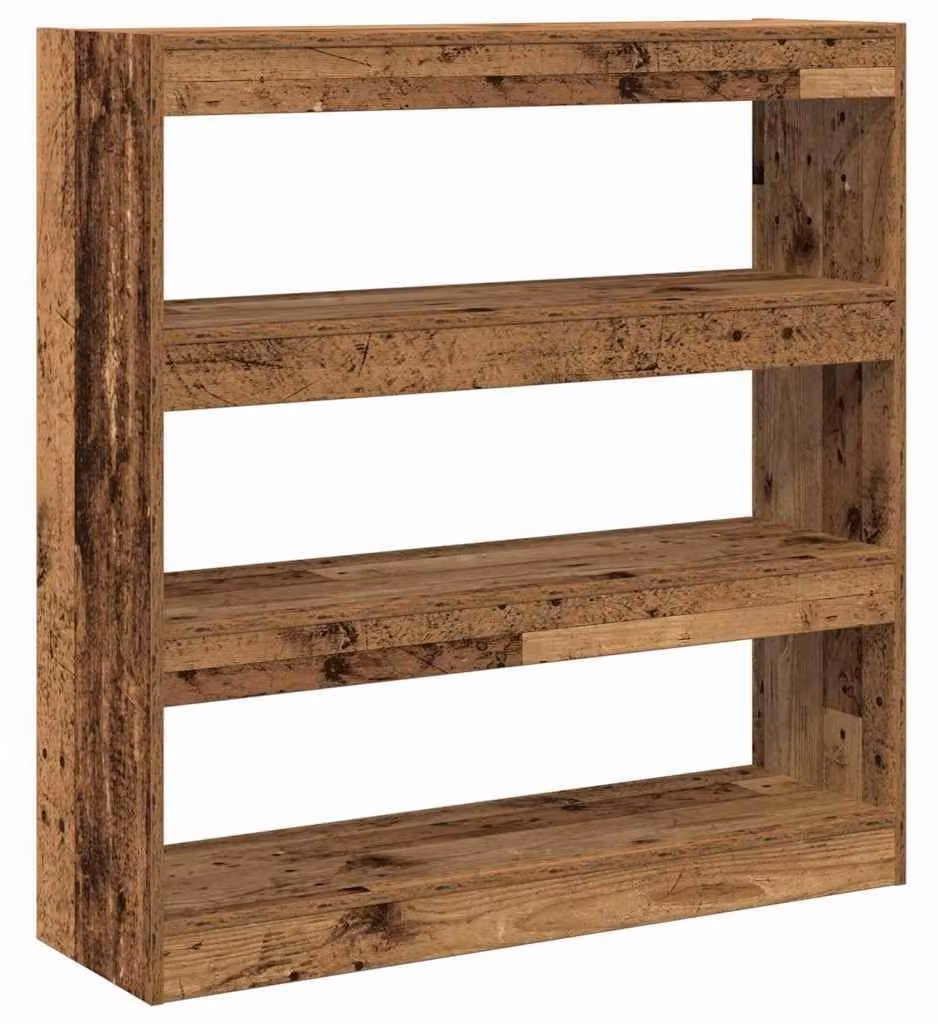 Libreria in legno riciclato con 3 scomparti, dimensioni 100 x 30 x 103 cm
