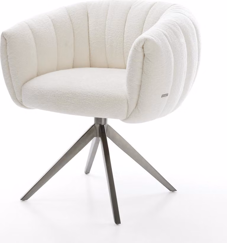 DELIFE Sedia girevole Jada-Flex Bouclé Soft Beige Struttura a croce larga Grafite Girevole a 360° Funzione oscillante Molle insacchettate