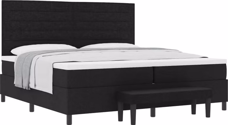Letto a molle con materasso Nero 200 x 200 cm Tessuto