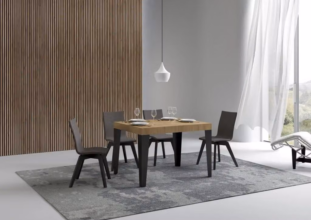 Tavolo allungabile Flaris Bs Com in quercia natura con telaio antracite L/P/H: 120 x 80 x 77 cm (estendibile fino a 204 cm) – 2