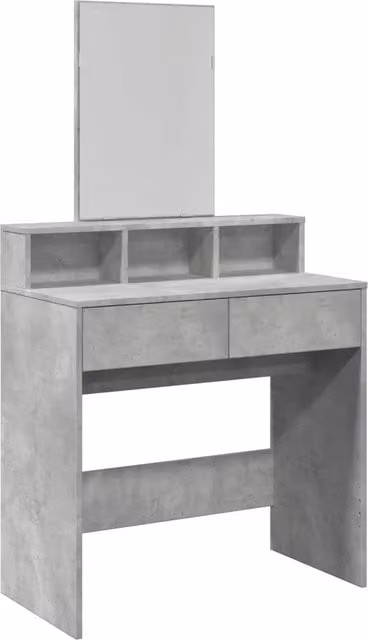 Toeletta moderna con specchio in stile cemento grigio, L: 80 cm, P: 41 cm, H: 144,5 cm